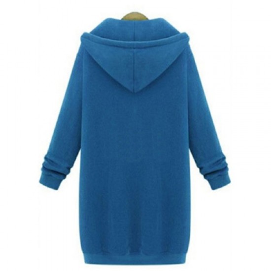 Women Plus Size Warm Hoodie Casual Loose Sweatshirt Coat Velvet Fashion Outwear